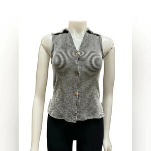 Coin1804 NWT  Collard Button Up Tank Top White/Black Size XS